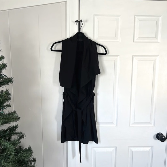 Seven Sisters Draped Tie Vest Black Lightweight Size Small - Picture 2 of 4